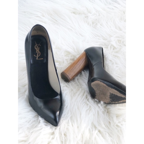 YSL | Black Charlotte Pumps Wooden Heel 35 - Picture 3 of 8